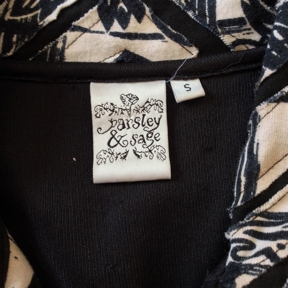 Parsley & Sage Black & Ivory Print Full Zip Jacket With Stretch S - Picture 9 of 11